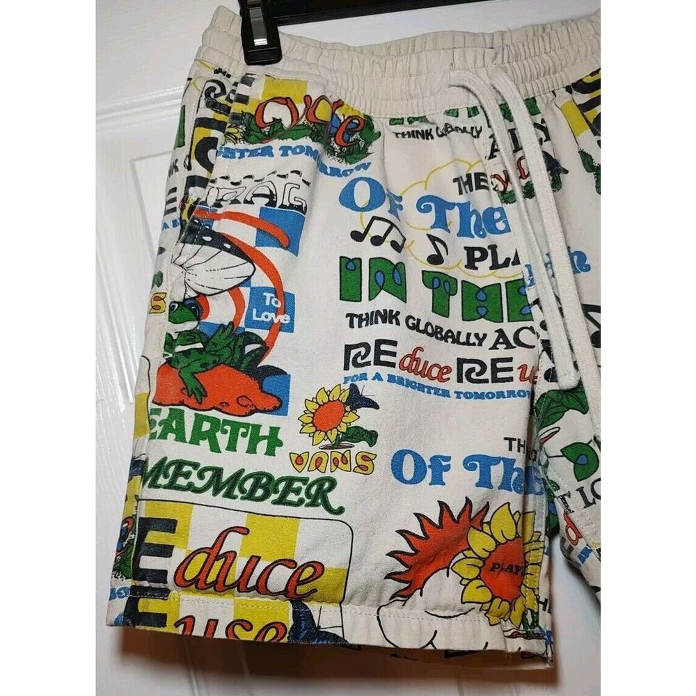 Men's Vans Eco Positivity Graphic Print Skate Beige Shorts Elastic - Small - Picture 3 of 9